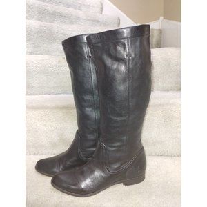 Frye Women's Cindy Slouch 77966 Black Leather Riding Boots Size 8 M